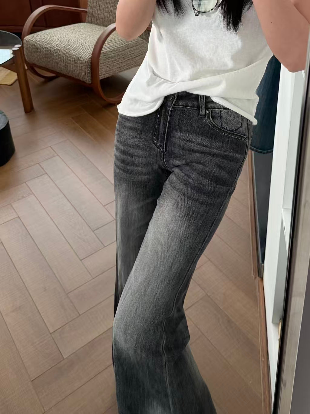 Vintage Wash Flare Jeans - back view