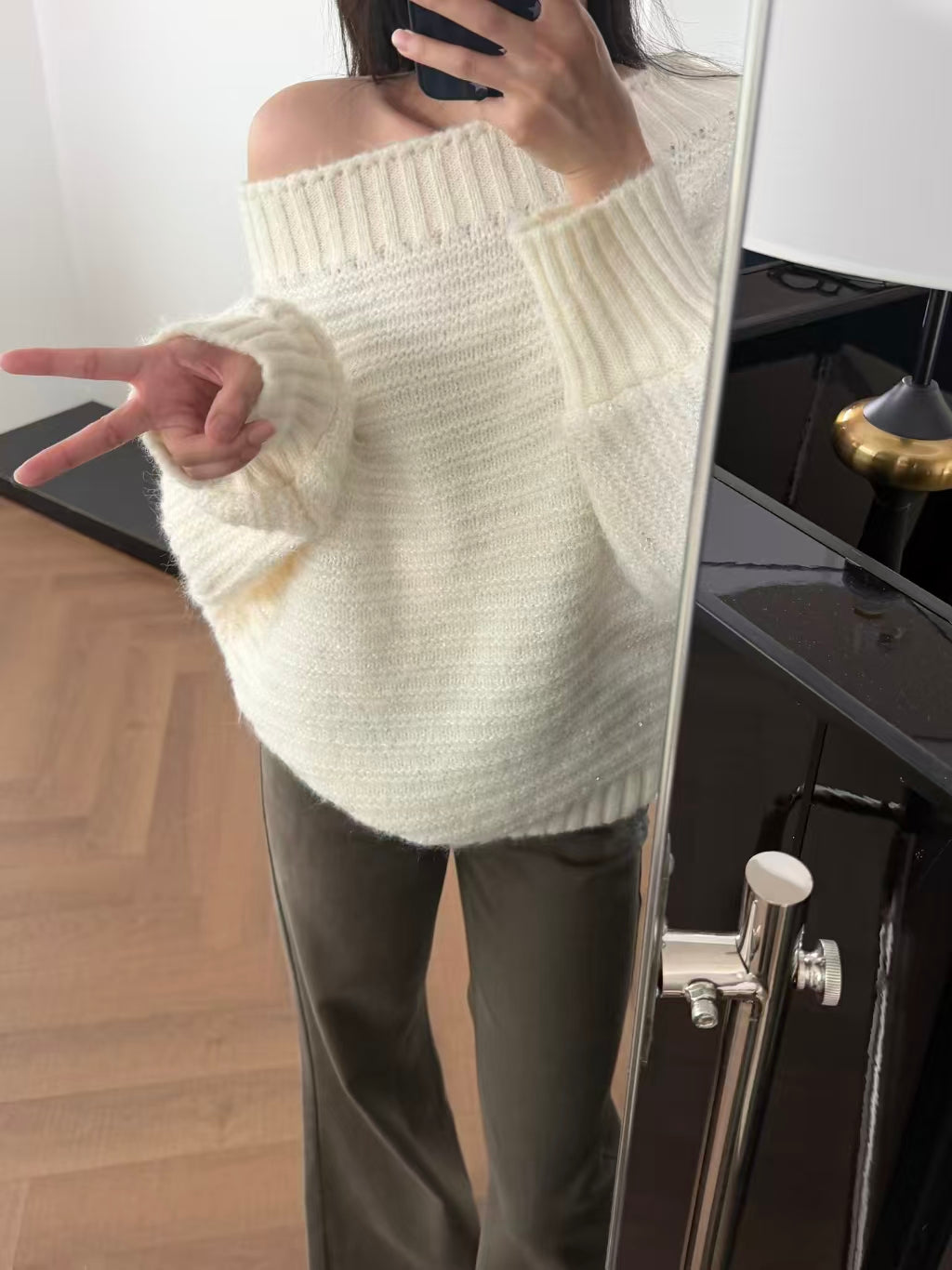Close-up of ribbed cuff and sleeve texture