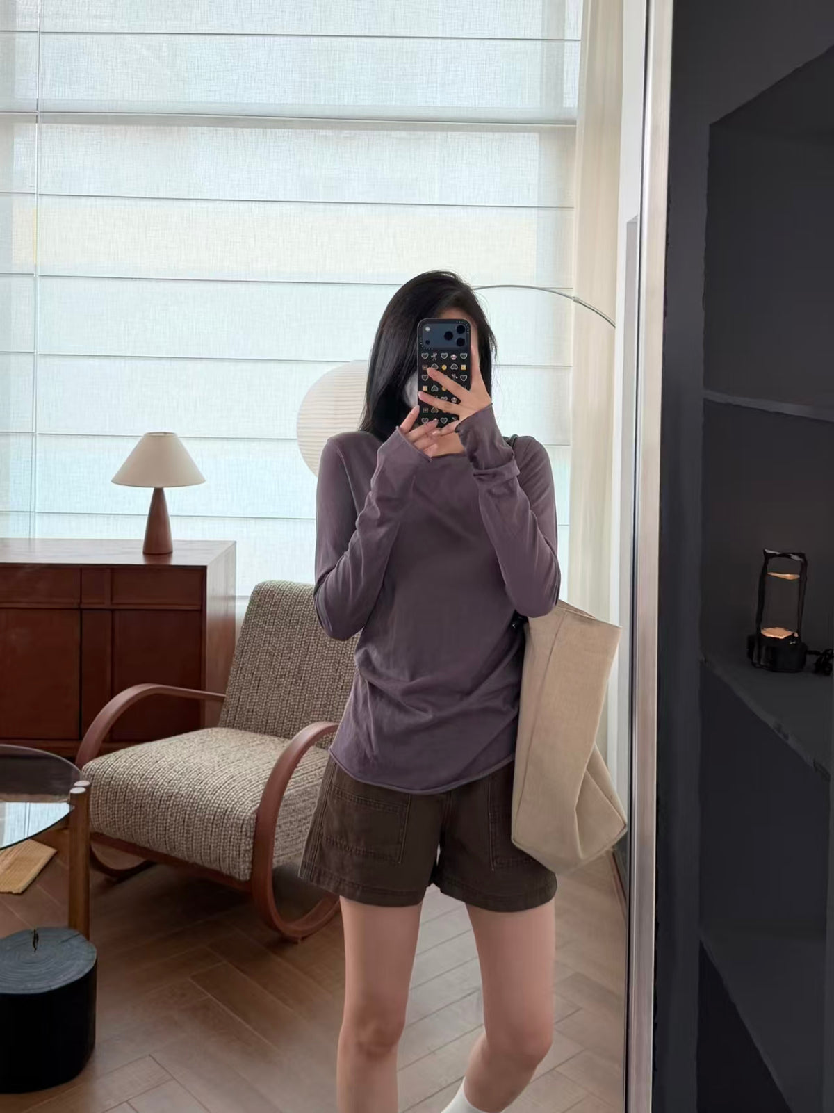 Slim Fit Long Sleeve Tee - front mirror shot