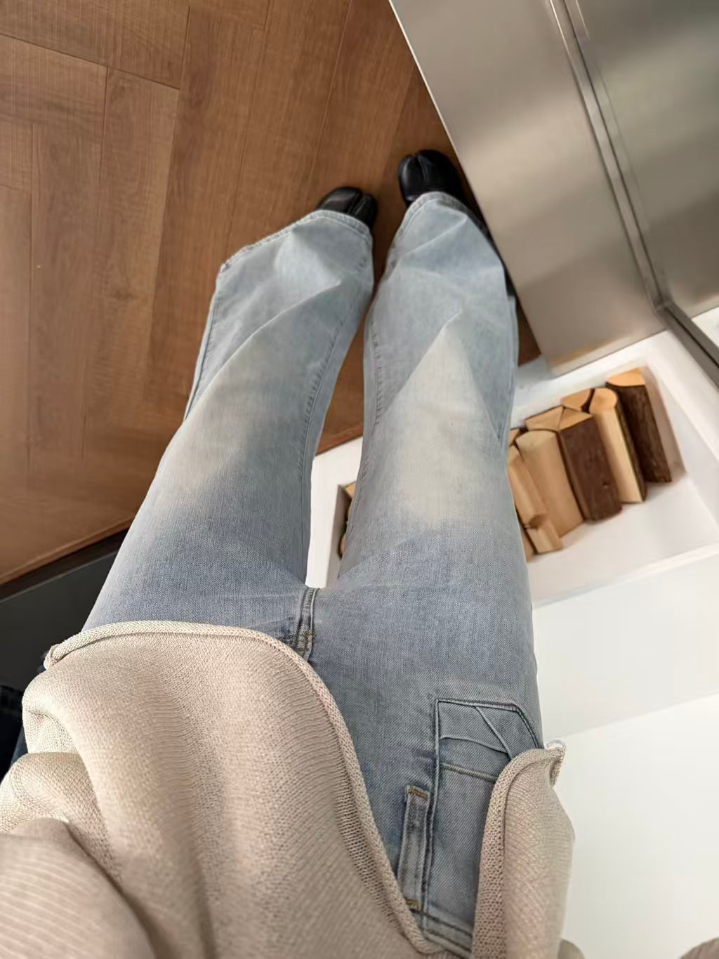 High Waist Flare Wide Leg Jeans - mirror outfit shot